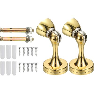 Unique Bargains - 2pcs High-Quality Magnetic Door Stopper with Screws, Wall Protector for Home Office Floor Mounting, Durable & Strong - Gold Unique Bargains - 2pcs High-Quality Magnetic Door Stopper with Screws, Wall Protector for Home Office Floor Mounting, Durable & Strong - Gold