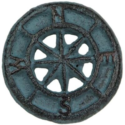 Zeckos - Set of 12 Cast Iron Compass Rose Drawer Pulls Cabinet Hardware Knobs - Light Blue Zeckos - Set of 12 Cast Iron Compass Rose Drawer Pulls Cabinet Hardware Knobs - Light Blue