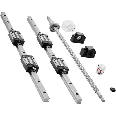 VEVOR - Linear Rail Guide Kit, HGR20, 2PCS 600 mm (23.62 inch) Linear Rails and 1PCS Ball Screw, 4PCS Slide Blocks - Silver VEVOR - Linear Rail Guide Kit, HGR20, 2PCS 600 mm (23.62 inch) Linear Rails and 1PCS Ball Screw, 4PCS Slide Blocks - Silver