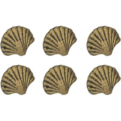 Zeckos - Set of 6 Cast Iron Scallop Sea Shell Drawer Pulls Nautical Cabinet Knobs - Gold Zeckos - Set of 6 Cast Iron Scallop Sea Shell Drawer Pulls Nautical Cabinet Knobs - Gold
