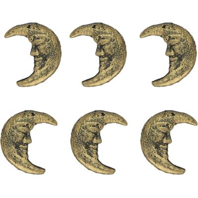 Zeckos - Set of 6 Cast Iron Crescent Moon Face Drawer Pulls Decorative Cabinet Knobs - Gold Zeckos - Set of 6 Cast Iron Crescent Moon Face Drawer Pulls Decorative Cabinet Knobs - Gold