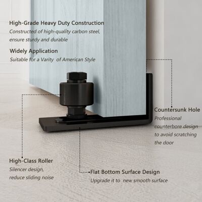 Boyel Living - 6 ft./72 in. Steel Strap Sliding Barn Door Track and Hardware Kit with 12 in. Cylinder Handle and Floor Guide - Black Boyel Living - 6 ft./72 in. Steel Strap Sliding Barn Door Track and Hardware Kit with 12 in. Cylinder Handle and Floor Guide - Black
