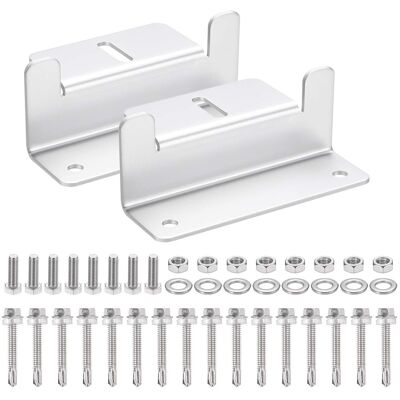 Unique Bargains - 2 Set Aluminum Solar Panel Z Bracket Mounting Kit with Screws for RV Roof/Cabin - White Unique Bargains - 2 Set Aluminum Solar Panel Z Bracket Mounting Kit with Screws for RV Roof/Cabin - White