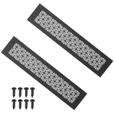 Unique Bargains - 14"x3" Door Air Vent Cover, 2pcs Heavy Duty Aluminum Alloy Grille Louvered with Mounting Screws for Cabinet Wardrobe - Black Unique Bargains - 14"x3" Door Air Vent Cover, 2pcs Heavy Duty Aluminum Alloy Grille Louvered with Mounting Screws for Cabinet Wardrobe - Black