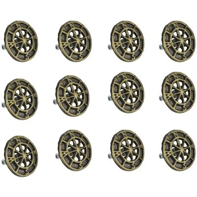 Zeckos - Set of 12 Cast Iron Cabinet Hardware Knob Compass Rose Drawer Pull Handle - Bronze Zeckos - Set of 12 Cast Iron Cabinet Hardware Knob Compass Rose Drawer Pull Handle - Bronze