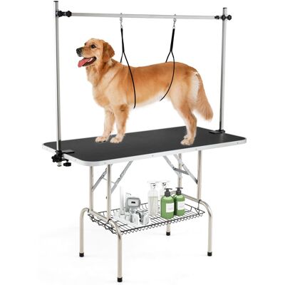 Gymax - Adjustable Pet Grooming Table w/ Sturdy H-shaped Metal Frame Heavy-duty - Black Gymax - Adjustable Pet Grooming Table w/ Sturdy H-shaped Metal Frame Heavy-duty - Black