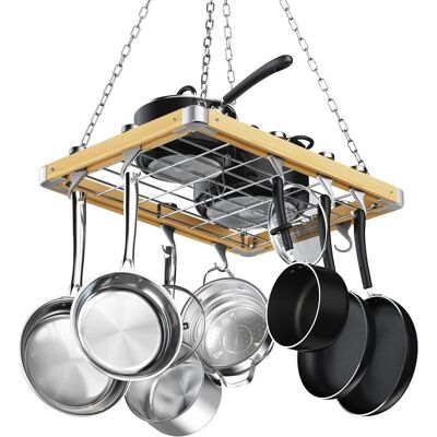 Cooks Standard - Classic Ceiling Wood Pot Rack, 24x18 Inch Heavy Duty Hanging Cookware Organizer Cooks Standard - Classic Ceiling Wood Pot Rack, 24x18 Inch Heavy Duty Hanging Cookware Organizer
