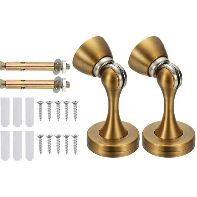 Unique Bargains - 2pcs High-Quality Magnetic Door Stopper with Screws, Wall Protector for Home Office Floor Mounting, Durable & Strong - Yellow Bronze Unique Bargains - 2pcs High-Quality Magnetic Door Stopper with Screws, Wall Protector for Home Office Floor Mounting, Durable & Strong - Yellow Bronze