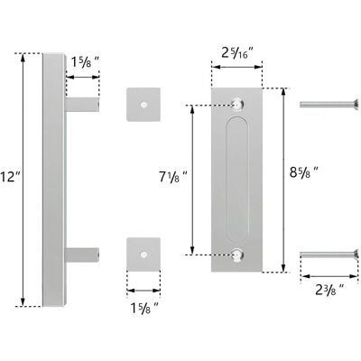 Boyel Living - 12 in. Square Pull and Flush Sliding Barn Door Handle Set (2-Pack) - Stainless Steel Boyel Living - 12 in. Square Pull and Flush Sliding Barn Door Handle Set (2-Pack) - Stainless Steel