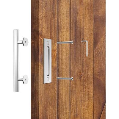 Boyel Living - 10 in. Hexagon Pull and Flush Sliding Barn Door Handle Set - Stainless Steel Boyel Living - 10 in. Hexagon Pull and Flush Sliding Barn Door Handle Set - Stainless Steel