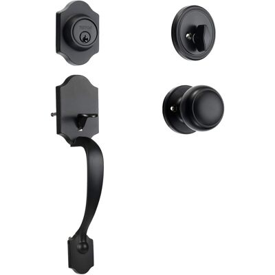 VEVOR - Front Door Handle and Deadbolt Set, Matte Front Door Lock Set, Adjustable Hole Spacing Single Cylinder Handleset - Black VEVOR - Front Door Handle and Deadbolt Set, Matte Front Door Lock Set, Adjustable Hole Spacing Single Cylinder Handleset - Black