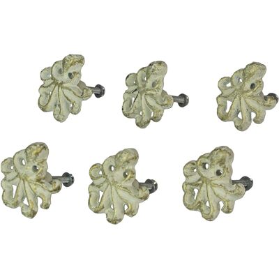 Zeckos - Cast Iron Octopus Drawer Pull Decorative Cabinet Knob Nautical Set of 6 - White Zeckos - Cast Iron Octopus Drawer Pull Decorative Cabinet Knob Nautical Set of 6 - White