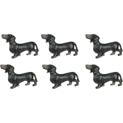 Upper Deck - Set of 6 Cast Iron Dachshund Dog Drawer Pulls Decorative Cabinet Handle Knobs - Black Upper Deck - Set of 6 Cast Iron Dachshund Dog Drawer Pulls Decorative Cabinet Handle Knobs - Black