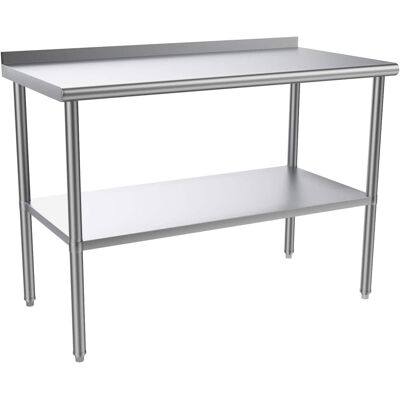 Winado - 48" x 24" Stainless Steel Table Heavy Duty Workbench with Backsplash and Undershelf for Home Garage & Commercial Kitchen - Silver Winado - 48" x 24" Stainless Steel Table Heavy Duty Workbench with Backsplash and Undershelf for Home Garage & Commercial Kitchen - Silver