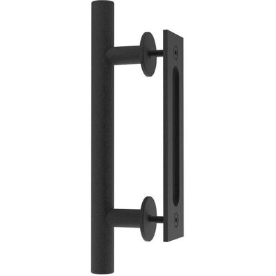 Boyel Living - 10 in. Black Ladder Pull and Flush Sliding Barn Door Handle Set - Matte Black Boyel Living - 10 in. Black Ladder Pull and Flush Sliding Barn Door Handle Set - Matte Black