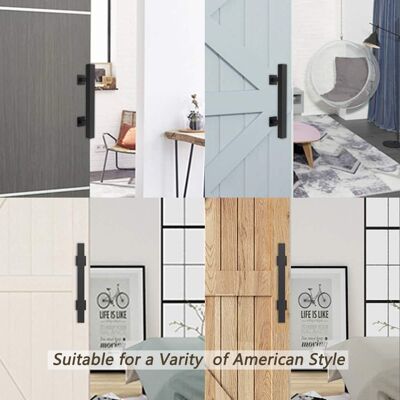 Boyel Living - 10 in. Square Pull and Flush Sliding Barn Door Handle Set - Black Boyel Living - 10 in. Square Pull and Flush Sliding Barn Door Handle Set - Black