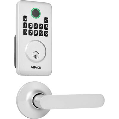 VEVOR - Keyless Entry Door Lock with Handle Set, Electronic Keypad Deadbolt with Lever Handles, Pioneering Easy-Grip Design - Silver VEVOR - Keyless Entry Door Lock with Handle Set, Electronic Keypad Deadbolt with Lever Handles, Pioneering Easy-Grip Design - Silver