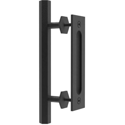 Boyel Living - 10 in. Hexagon Pull and Flush Sliding Barn Door Handle Set - Black Boyel Living - 10 in. Hexagon Pull and Flush Sliding Barn Door Handle Set - Black