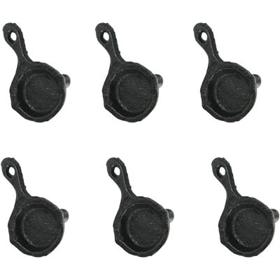 Zeckos - Set of 6 Mini Cast Iron Skillet Drawer Pulls Decorative Kitchen Cabinet Knobs - Black Zeckos - Set of 6 Mini Cast Iron Skillet Drawer Pulls Decorative Kitchen Cabinet Knobs - Black