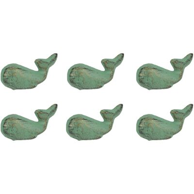 J.D. Yeatts - Set of 6 Verdigris Cast Iron Whale Drawer Pulls Decorative Bathroom Cabinet Knobs - Green J.D. Yeatts - Set of 6 Verdigris Cast Iron Whale Drawer Pulls Decorative Bathroom Cabinet Knobs - Green