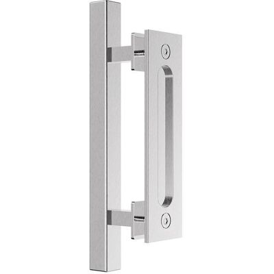 Boyel Living - 10 in. Square Pull and Flush Sliding Barn Door Handle Set - Stainless Steel Boyel Living - 10 in. Square Pull and Flush Sliding Barn Door Handle Set - Stainless Steel