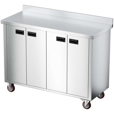 Winado - 47"L Commercial Stainless Steel Work Table with Swivel Wheels, Cabinet, Backsplash, Smooth Edges for Restaurant Kitchen - Silver Winado - 47"L Commercial Stainless Steel Work Table with Swivel Wheels, Cabinet, Backsplash, Smooth Edges for Restaurant Kitchen - Silver