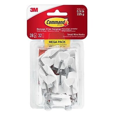 Command - Small Wire Toggle Hooks, 0.5 lb, 28/Pack - White Command - Small Wire Toggle Hooks, 0.5 lb, 28/Pack - White