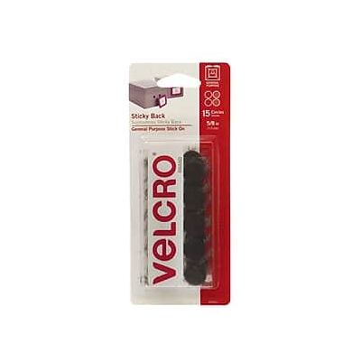 Velcro - 0.63"Dia. Sticky Back Hook & Loop Fasteners, 15/Pack - Black Velcro - 0.63"Dia. Sticky Back Hook & Loop Fasteners, 15/Pack - Black