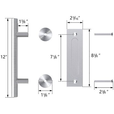 Boyel Living - 12 in. Ladder Pull and Flush Sliding Barn Door Handle Set (2-Pack) - Stainless Steel Boyel Living - 12 in. Ladder Pull and Flush Sliding Barn Door Handle Set (2-Pack) - Stainless Steel