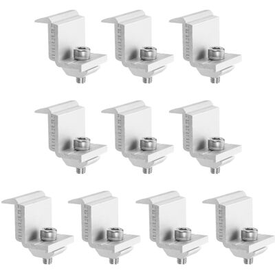 Unique Bargains - Adjustable Solar End Clamp Solar Panel Mount Bracket Roof Mounting Clamps Aluminum Install Accessories 35-45mm 10pcs - Silver Unique Bargains - Adjustable Solar End Clamp Solar Panel Mount Bracket Roof Mounting Clamps Aluminum Install Accessories 35-45mm 10pcs - Silver