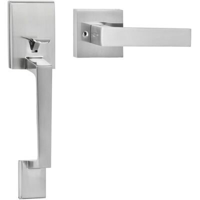 VEVOR - Front Door Handle, Square Entry Handle Set with Lever, No Lock, Adjustable Hole Space, Zinc Alloy Die-Casting - White VEVOR - Front Door Handle, Square Entry Handle Set with Lever, No Lock, Adjustable Hole Space, Zinc Alloy Die-Casting - White