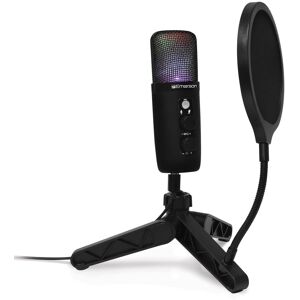 Emerson - USB Gaming & Streaming Condenser Microphone with LED Lighting (EAM-9052) - Black Emerson - USB Gaming & Streaming Condenser Microphone with LED Lighting (EAM-9052) - Black