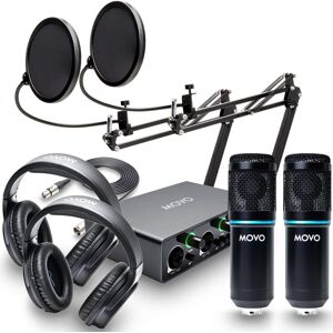 MOVO - PodKit2AH Podcast Equipment Bundle for 2 Condenser Microphone Kit with USB Audio Interface for Computers MOVO - PodKit2AH Podcast Equipment Bundle for 2 Condenser Microphone Kit with USB Audio Interface for Computers