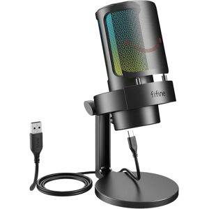 FIFINE - A8 RGB USB Condenser Microphone – Cardioid Mic with Real-Time Monitoring for Streaming & Gaming - Black FIFINE - A8 RGB USB Condenser Microphone – Cardioid Mic with Real-Time Monitoring for Streaming & Gaming - Black