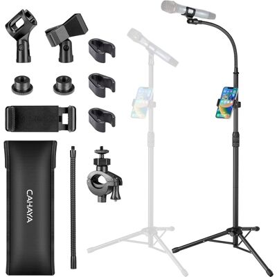CAHAYA - Dual-use Tripod Microphone Stand with Phone Holder Gooseneck Floor Mic Stand Portable CY0312 CAHAYA - Dual-use Tripod Microphone Stand with Phone Holder Gooseneck Floor Mic Stand Portable CY0312