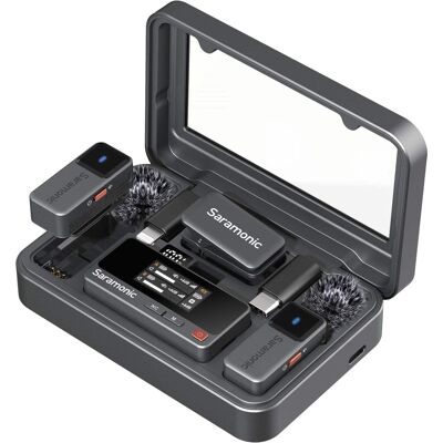 Saramonic - Air 2-Person Mini Wireless Clip-On Mic System w/ Lavaliers for Cameras, Mobile Devices & Computers - Black Saramonic - Air 2-Person Mini Wireless Clip-On Mic System w/ Lavaliers for Cameras, Mobile Devices & Computers - Black