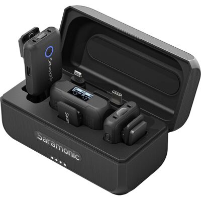Saramonic - Blink 500 B2+ 2-Person Wireless Mic System w/ Device Mount Receiver 3.5mm, USB-C & Lightning Outs - Black Saramonic - Blink 500 B2+ 2-Person Wireless Mic System w/ Device Mount Receiver 3.5mm, USB-C & Lightning Outs - Black