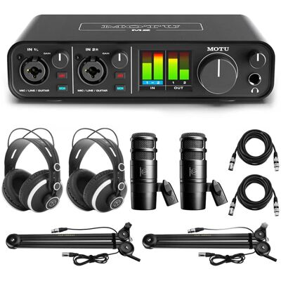 MOTU - M2 Desktop 2x2 USB-C Audio Interface Bundle with 2 Pack H&A AC50 Cardioid Dynamic Microphone, 2x Professional MOTU - M2 Desktop 2x2 USB-C Audio Interface Bundle with 2 Pack H&A AC50 Cardioid Dynamic Microphone, 2x Professional