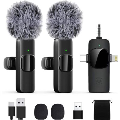 Core Tech - Wireless Lavalier Microphone for iPhone, iPad & USB-C Devices – 3-in-1 Receiver, Clip-On Mic with Noise Reduction, Plug - Black Core Tech - Wireless Lavalier Microphone for iPhone, iPad & USB-C Devices – 3-in-1 Receiver, Clip-On Mic with Noise Reduction, Plug - Black