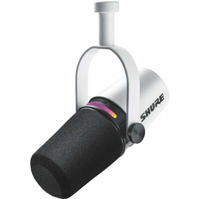 Shure - MV7+ Podcast Microphone - USB-C & XLR Outputs for Podcasting, Live Streaming, Music Recording & Youtube Content - White Shure - MV7+ Podcast Microphone - USB-C & XLR Outputs for Podcasting, Live Streaming, Music Recording & Youtube Content - White