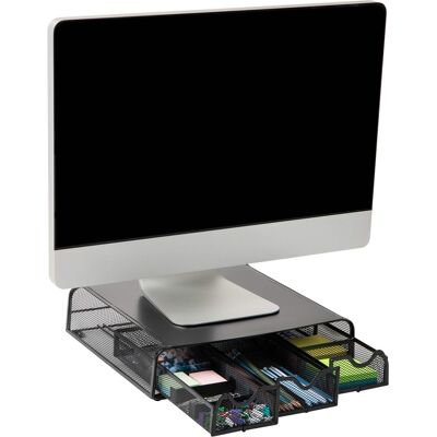 Mind Reader - Monitor Stand, Ventilated Laptop Riser, Desktop Organizer, Storage, Metal Mesh, 13.25"L x 12.5"W x 3"H - Black Mind Reader - Monitor Stand, Ventilated Laptop Riser, Desktop Organizer, Storage, Metal Mesh, 13.25"L x 12.5"W x 3"H - Black