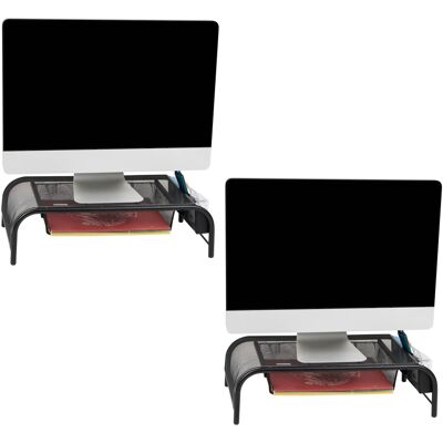 Mind Reader - Monitor Stand, Ventilated Laptop Riser, Paper Tray, Office, Metal Mesh, 20"L x 11.5"W x 5.5"H, Set of 2 - Black Mind Reader - Monitor Stand, Ventilated Laptop Riser, Paper Tray, Office, Metal Mesh, 20"L x 11.5"W x 5.5"H, Set of 2 - Black