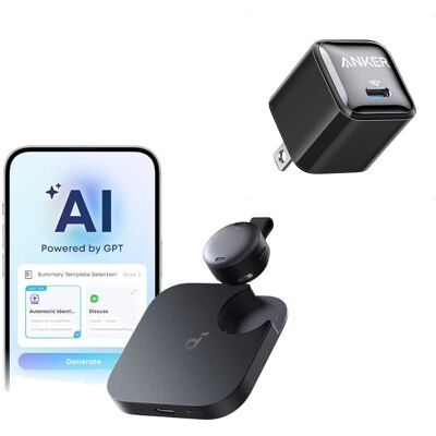 Soundcore - Work by Anker, Coin-Sized AI Voice Recorder with USB C Charger Block 20W (Nano Pro) Soundcore - Work by Anker, Coin-Sized AI Voice Recorder with USB C Charger Block 20W (Nano Pro)