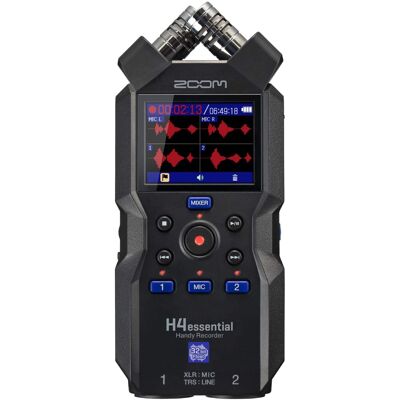 Zoom - H4essential 4-Track Handy Recorder (2024 Model, Essential Series) with 32-Bit Float, Stereo Microphones - Black Zoom - H4essential 4-Track Handy Recorder (2024 Model, Essential Series) with 32-Bit Float, Stereo Microphones - Black