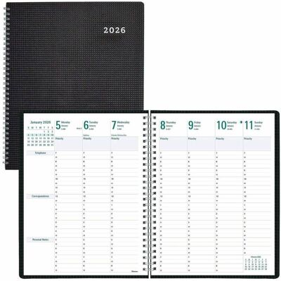 Rediform - Weekly Monthly 13 Month December 2025 to December 2026 8 1/2 x 11 Twin Wire Black Heavy Duty Planner Rediform - Weekly Monthly 13 Month December 2025 to December 2026 8 1/2 x 11 Twin Wire Black Heavy Duty Planner
