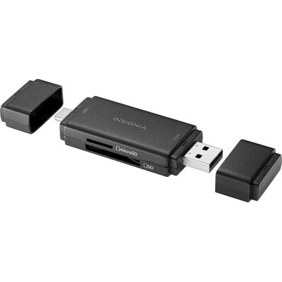 Insignia™ - USB-C/USB 3.0 to SD and microSD Memory Card Reader - Black Insignia™ - USB-C/USB 3.0 to SD and microSD Memory Card Reader - Black