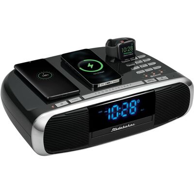 Studebaker - Workstation Hi-Fi CD Clock Radio and Wireless Charging Station - Black Studebaker - Workstation Hi-Fi CD Clock Radio and Wireless Charging Station - Black