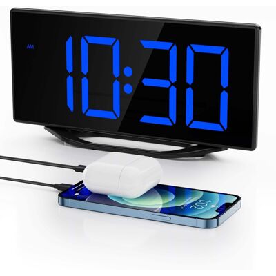 Dazzed Corner - Digital Alarm Clock, Plug-In Electric Desk Clock with Battery Backup, USB Charging Port,2/24Hr - Black Dazzed Corner - Digital Alarm Clock, Plug-In Electric Desk Clock with Battery Backup, USB Charging Port,2/24Hr - Black