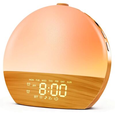 Dazzed Corner - Sunrise Alarm Clock, White Noise Machine with Dual Alarm - Wood Dazzed Corner - Sunrise Alarm Clock, White Noise Machine with Dual Alarm - Wood