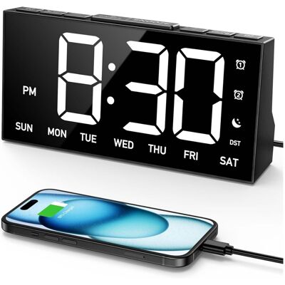Dazzed Corner - Digital Alarm Clock with 4 Brightness Levels, Dual Alarms, USB Port & Snooze - Black Dazzed Corner - Digital Alarm Clock with 4 Brightness Levels, Dual Alarms, USB Port & Snooze - Black